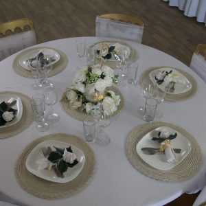 Crockery and cutlery set and glasses